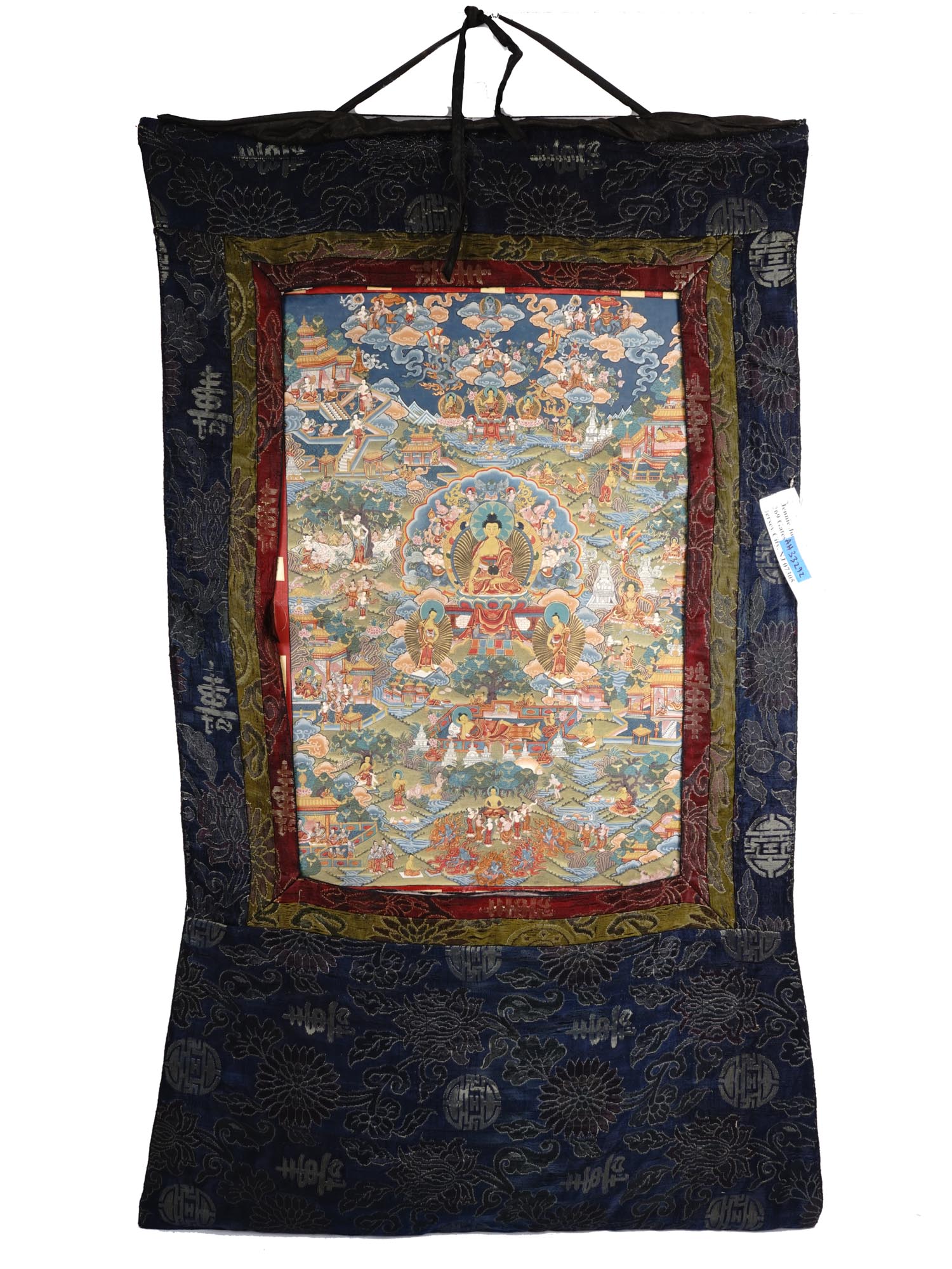 NEPALESE THANGKA SILK PAINTING LIFE OF BUDDHA PIC-0